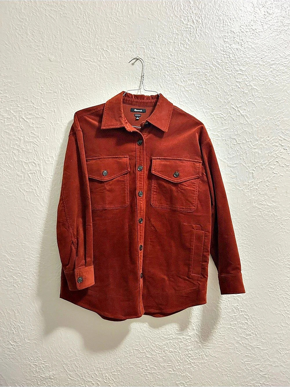 Madewell Corduroy Twill Oversized Shirt-Jacket Burnt Orange / Rust size Small